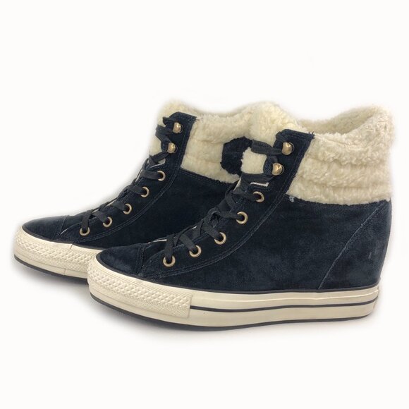 Converse CT Platform Plus Wool Collar Hidden Wedge Sneakers 11 - Picture 2 of 13
